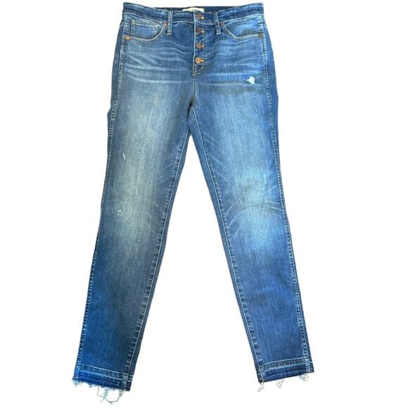 Madewell 10” High-Rise Skinny Jeans Button Fly Raw Hem Size 29 - Picture 4 of 12